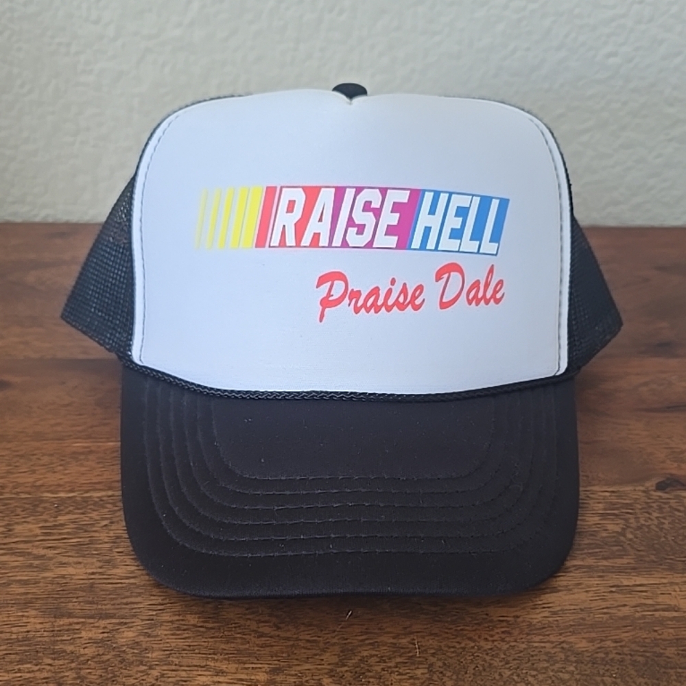 NASCAR Trucker Hat Raise Hell Praise Dale Snapback Mesh Dale Earnhardt Black